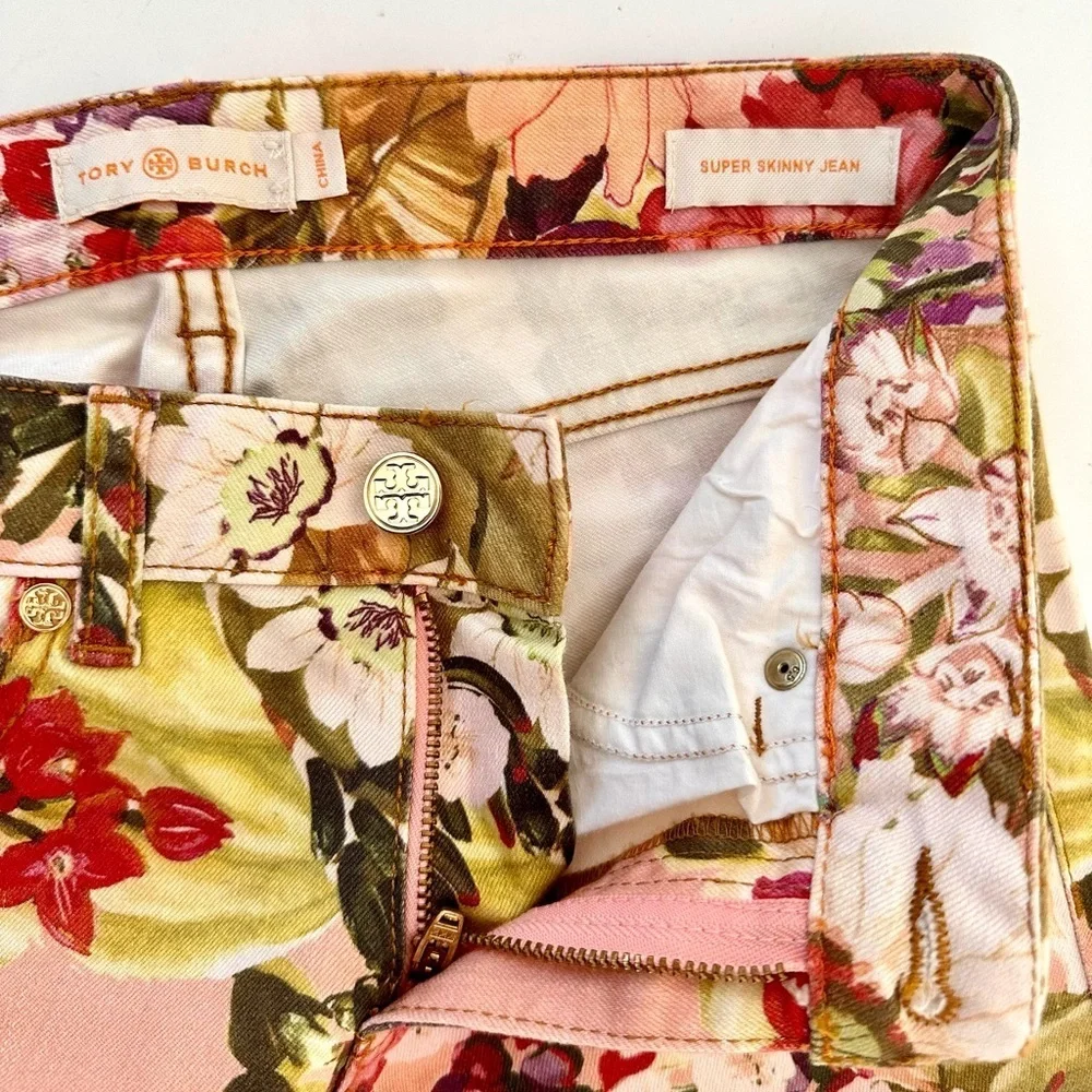 Tory Burch Multicolored Floral Ankle Skinny Jeans